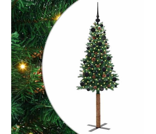 Tievā Ziemassvētku Egle Zaļa 150 Cm Pvc Un Cietā Priedes Koks Vidaxl