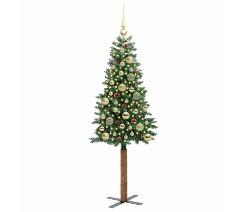 Tievā Ziemassvētku Egle Zaļa 150 Cm Pvc Un Cietā Priedes Koks Vidaxl