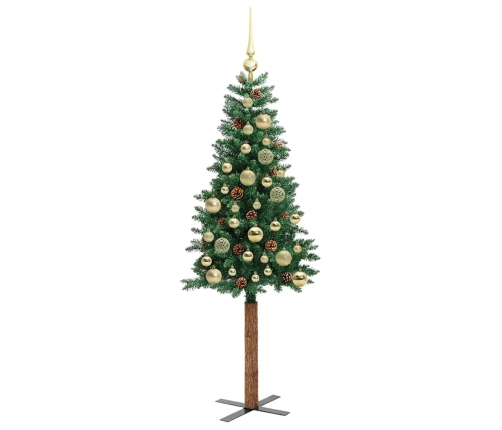 Tievā Ziemassvētku Egle Zaļa 150 Cm Pvc Un Cietā Priedes Koks Vidaxl