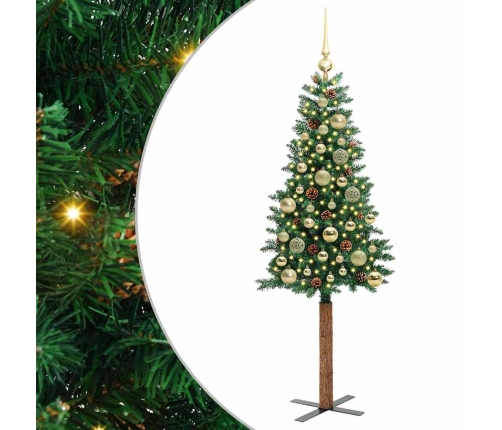 Tievā Ziemassvētku Egle Zaļa 150 Cm Pvc Un Cietā Priedes Koks Vidaxl