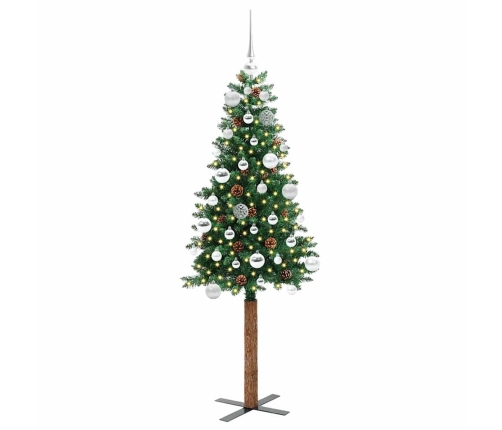 Tievā Ziemassvētku Egle Zaļa 150 Cm Pvc Un Cietā Priedes Koks Vidaxl