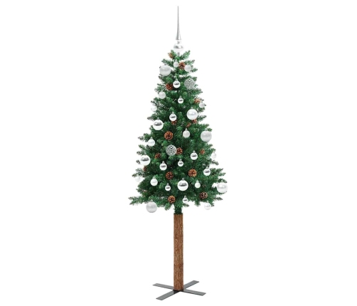 Tievā Ziemassvētku Egle Zaļa 150 Cm Pvc Un Cietā Priedes Koks Vidaxl