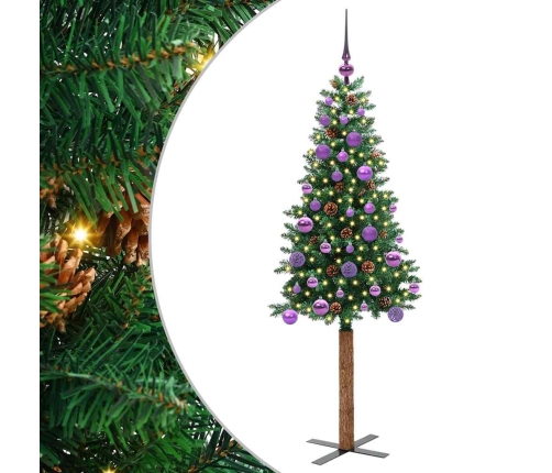 Tievā Ziemassvētku Egle Zaļa 150 Cm Pvc Un Cietā Priedes Koks Vidaxl