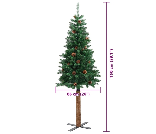 Tievā Ziemassvētku Egle Zaļa 150 Cm Pvc Un Cietā Priedes Koks Vidaxl