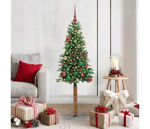 Tievā Ziemassvētku Egle Zaļa 150 Cm Pvc Un Cietā Priedes Koks Vidaxl