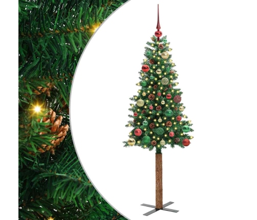 Tievā Ziemassvētku Egle Zaļa 150 Cm Pvc Un Cietā Priedes Koks Vidaxl