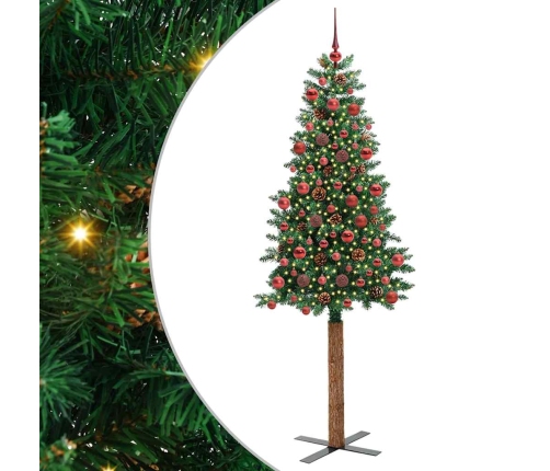 Tievā Ziemassvētku Egle Zaļa 180 Cm Pvc Un Cietā Priedes Koks Vidaxl