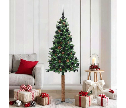 Tievā Ziemassvētku Egle Zaļa 180 Cm Pvc Un Cietā Priedes Koks Vidaxl