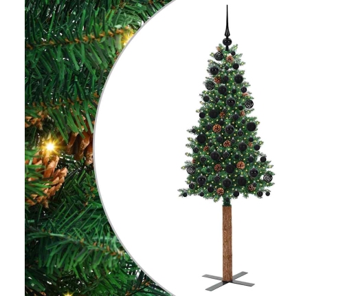 Tievā Ziemassvētku Egle Zaļa 180 Cm Pvc Un Cietā Priedes Koks Vidaxl