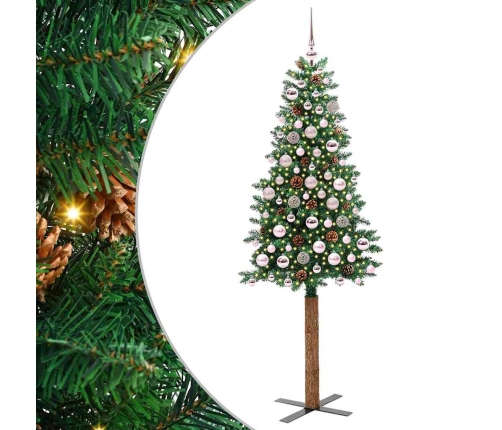 Tievā Ziemassvētku Egle Zaļa 180 Cm Pvc Un Cietā Priedes Koks Vidaxl