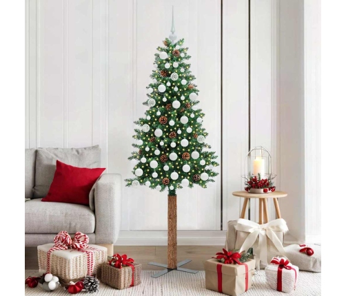 Tievā Ziemassvētku Egle Zaļa 180 Cm Pvc Un Cietā Priedes Koks Vidaxl