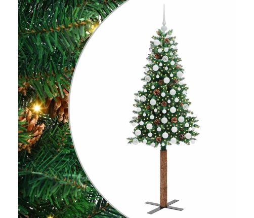 Tievā Ziemassvētku Egle Zaļa 180 Cm Pvc Un Cietā Priedes Koks Vidaxl