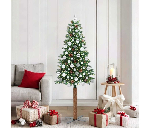 Tievā Ziemassvētku Egle Zaļa 180 Cm Pvc Un Cietā Priedes Koks Vidaxl