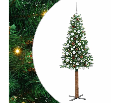 Tievā Ziemassvētku Egle Zaļa 180 Cm Pvc Un Cietā Priedes Koks Vidaxl