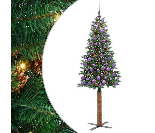 Tievā Ziemassvētku Egle Zaļa 180 Cm Pvc Un Cietā Priedes Koks Vidaxl