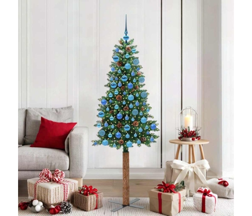 Tievā Ziemassvētku Egle Zaļa 180 Cm Pvc Un Cietā Priedes Koks Vidaxl