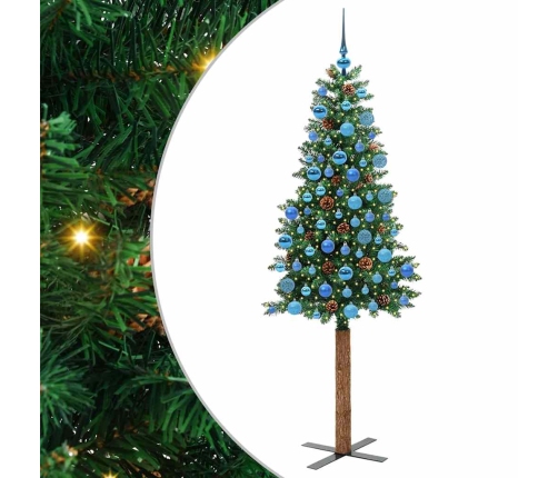 Tievā Ziemassvētku Egle Zaļa 180 Cm Pvc Un Cietā Priedes Koks Vidaxl