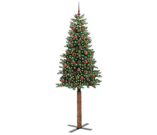 Tievā Ziemassvētku Egle Zaļa 210 Cm Pvc Un Cietā Priedes Koks Vidaxl