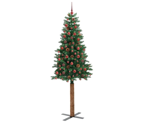 Tievā Ziemassvētku Egle Zaļa 210 Cm Pvc Un Cietā Priedes Koks Vidaxl