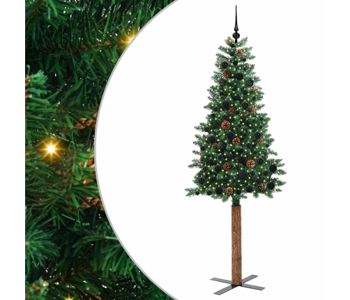 Tievā Ziemassvētku Egle Zaļa 210 Cm Pvc Un Cietā Priedes Koks Vidaxl