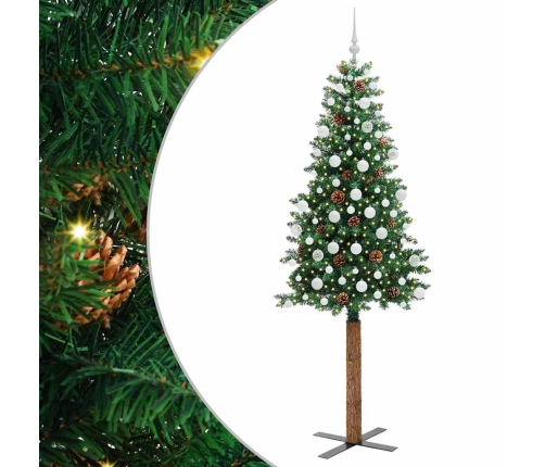 Tievā Ziemassvētku Egle Zaļa 210 Cm Pvc Un Cietā Priedes Koks Vidaxl
