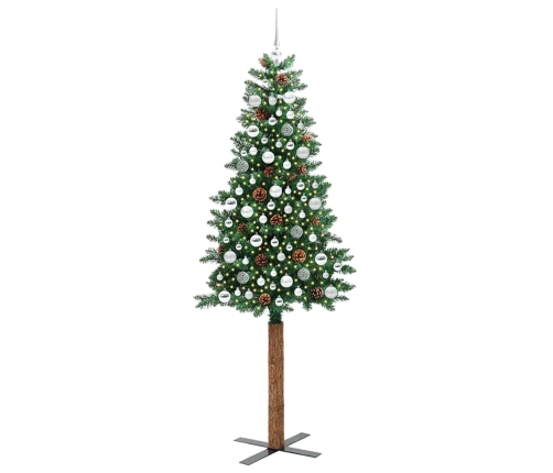 Tievā Ziemassvētku Egle Zaļa 210 Cm Pvc Un Cietā Priedes Koks Vidaxl