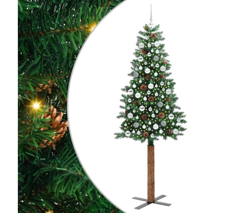 Tievā Ziemassvētku Egle Zaļa 210 Cm Pvc Un Cietā Priedes Koks Vidaxl