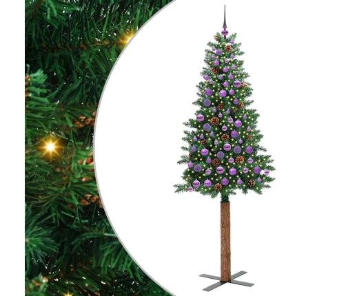 Tievā Ziemassvētku Egle Zaļa 210 Cm Pvc Un Cietā Priedes Koks Vidaxl