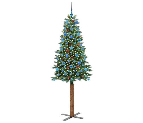 Tievā Ziemassvētku Egle Zaļa 210 Cm Pvc Un Cietā Priedes Koks Vidaxl