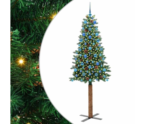 Tievā Ziemassvētku Egle Zaļa 210 Cm Pvc Un Cietā Priedes Koks Vidaxl