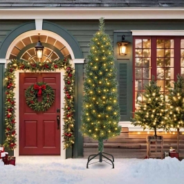 Tievā Ziemassvētku Egle Zaļa 55 X 55 X 210 Cm Vidaxl