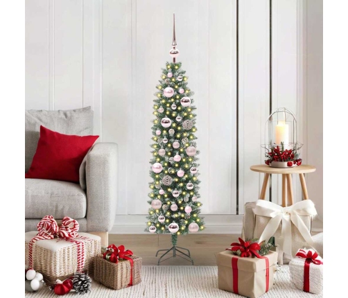 Mākslīgs Slaids Ziemassvētku Koks Zaļš Un Balts 120 Cm Vidaxl