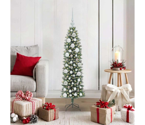 Mākslīgs Slaids Ziemassvētku Koks Zaļš Un Balts 120 Cm Vidaxl