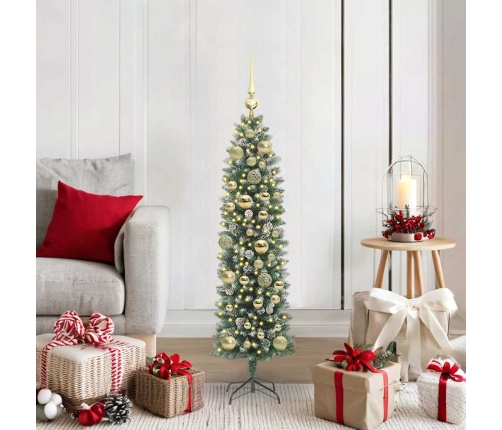 Mākslīgs Slaids Ziemassvētku Koks Zaļš Un Balts 120 Cm Vidaxl