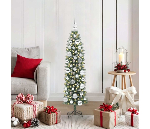 Mākslīgs Slaids Ziemassvētku Koks Zaļš Un Balts 120 Cm Vidaxl
