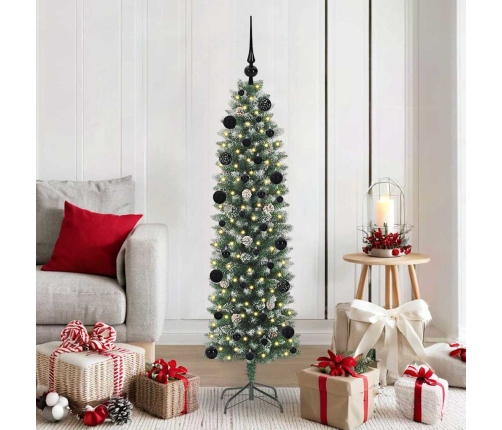 Mākslīgs Slaids Ziemassvētku Koks Zaļš Un Balts 150 Cm Vidaxl