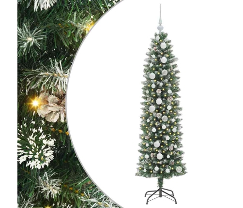 Mākslīgs Slaids Ziemassvētku Koks Zaļš Un Balts 150 Cm Vidaxl