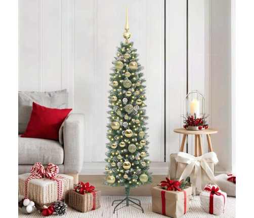 Mākslīgs Slaids Ziemassvētku Koks Zaļš Un Balts 150 Cm Vidaxl