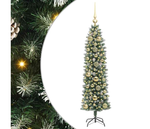 Mākslīgs Slaids Ziemassvētku Koks Zaļš Un Balts 150 Cm Vidaxl