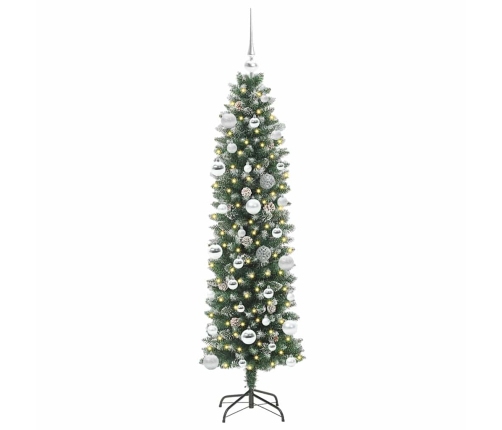 Mākslīgs Slaids Ziemassvētku Koks Zaļš Un Balts 150 Cm Vidaxl