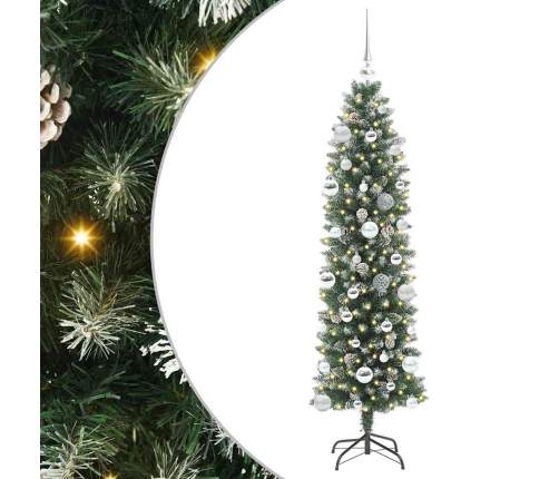 Mākslīgs Slaids Ziemassvētku Koks Zaļš Un Balts 150 Cm Vidaxl