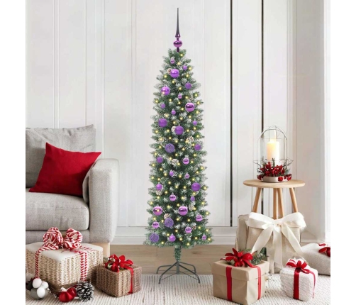 Mākslīgs Slaids Ziemassvētku Koks Zaļš Un Balts 150 Cm Vidaxl