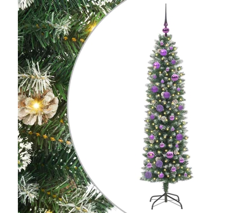 Mākslīgs Slaids Ziemassvētku Koks Zaļš Un Balts 150 Cm Vidaxl