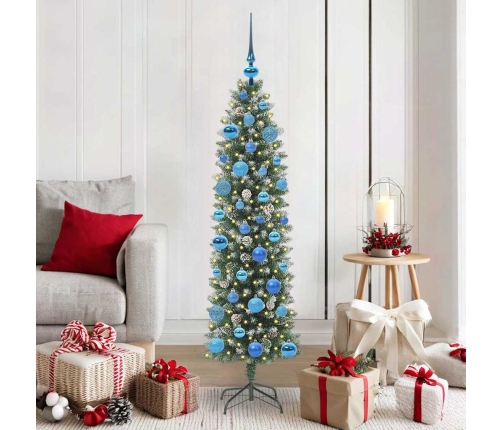 Mākslīgs Slaids Ziemassvētku Koks Zaļš Un Balts 150 Cm Vidaxl