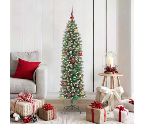 Mākslīgs Slaids Ziemassvētku Koks Zaļš Un Balts 150 Cm Vidaxl