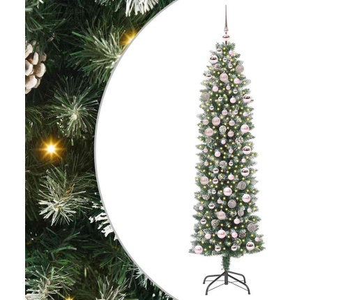 Mākslīgs Slaids Ziemassvētku Koks Zaļš Un Balts 180 Cm Vidaxl