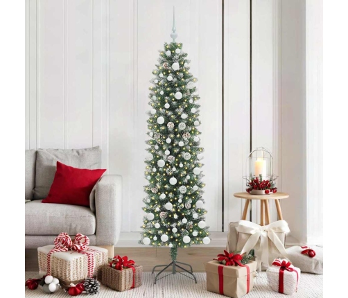 Mākslīgs Slaids Ziemassvētku Koks Zaļš Un Balts 180 Cm Vidaxl