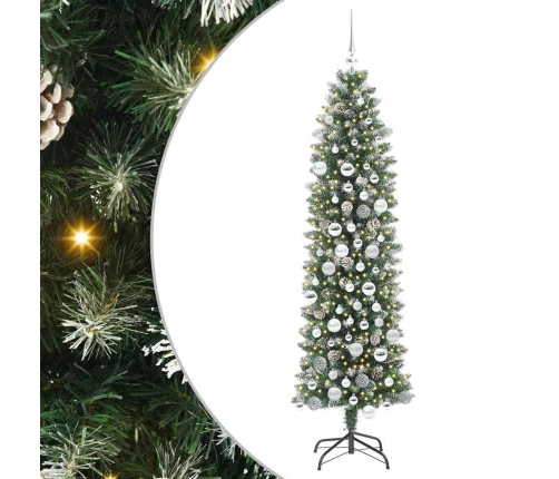 Mākslīgs Slaids Ziemassvētku Koks Zaļš Un Balts 180 Cm Vidaxl