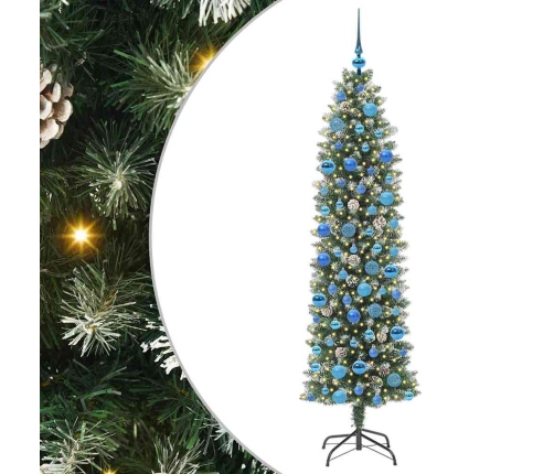 Mākslīgs Slaids Ziemassvētku Koks Zaļš Un Balts 180 Cm Vidaxl