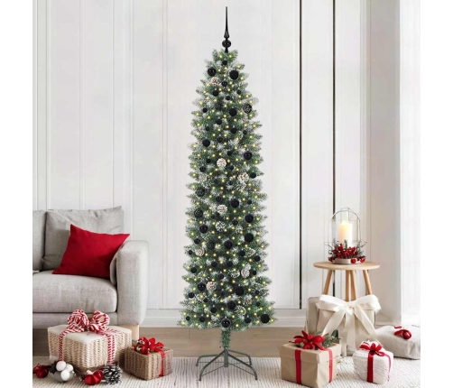 Mākslīgs Slaids Ziemassvētku Koks Zaļš Un Balts 210 Cm Vidaxl